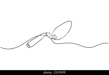 Truelle de jardinage dessin d'art à une ligne, dessin continu d'une ligne de l'icône de truelle Illustration de Vecteur