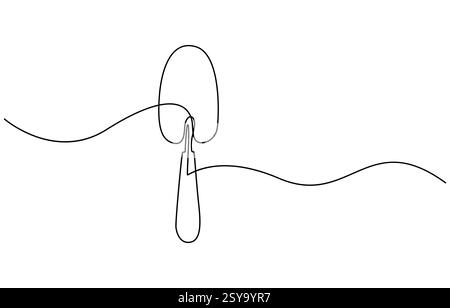 Truelle de jardinage dessin d'art à une ligne, dessin continu d'une ligne de l'icône de truelle Illustration de Vecteur