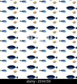 Aquarium exotique ou poisson de mer. Style plat. Illustration vectorielle. Motif sans couture. Illustration de Vecteur