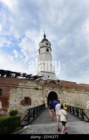 La Tour Sahat à la forteresse de Belgrade dans le parc Kalemegdan, Belgrade, Serbie. Banque D'Images