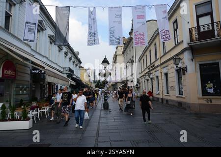 Beaux bâtiments le long de la rue Knez Mihailova à Belgrade, Serbie. Banque D'Images