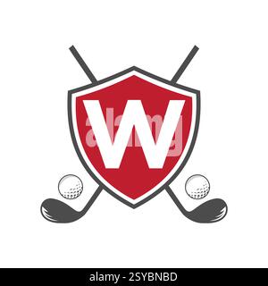 Monogramme lettre W Golf Club logo Design, modèle vectoriel de symbole de ligue et de golf Illustration de Vecteur