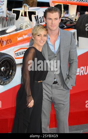 Elsa Pataky, Chris Hemsworth, Rush - première mondiale, Odeon Leicester Square, Londres. 02.09.13 Banque D'Images