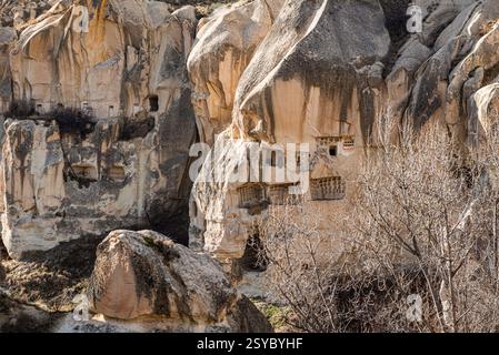 Ancien nid de pigeon dans le musée en plein air de Goreme, Cappadoce, Nevsehir, Turquie Banque D'Images