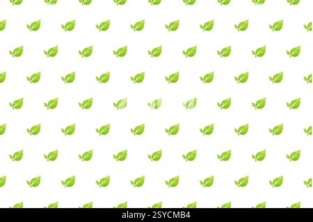 Motif sans couture avec des feuilles vertes vibrantes sur un fond blanc propre idéal pour les dessins et textiles sur le thème de la nature Illustration de Vecteur