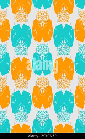 Modèle d'homme d'affaires de tigre sans couture. léopard dans le fond de costume d'affaires. Texture de BOSS de bête. Illustration de Vecteur