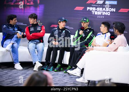 Sakhir, Bahreïn. 28 février 2025. Conférence de presse pendant le test jour 3. Ahmad Al Shehab/Alamy Live News. Banque D'Images