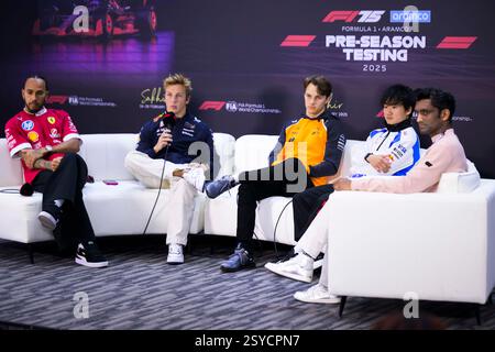 Sakhir, Bahreïn. 28 février 2025. Conférence de presse pendant le test jour 3. Ahmad Al Shehab/Alamy Live News. Banque D'Images