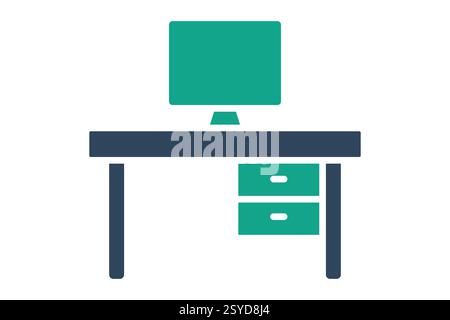 Icône de bureau. style d'icône unie. icône liée au mobilier. illustration vectorielle d'éléments de mobilier Illustration de Vecteur