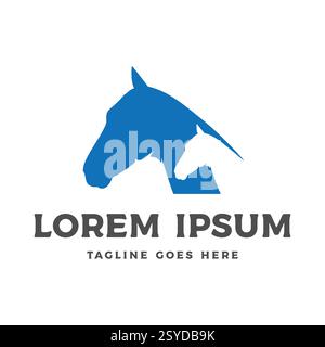 Simple minimaliste cheval Stallion Head Silhouette illustration Vector Illustration de Vecteur
