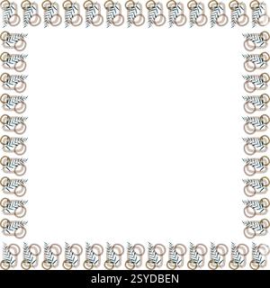Modèle de cadre de bordure carrée avec décoration flourish. Les branches de la plante vides les éléments de cadre. Illustration de conception vectorielle Illustration de Vecteur