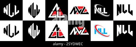 Conception de logo de lettre NLL dans le style six. NLL polygone, cercle, triangle, hexagone, style plat et simple avec variation de couleur noir et blanc lettre logo se Illustration de Vecteur