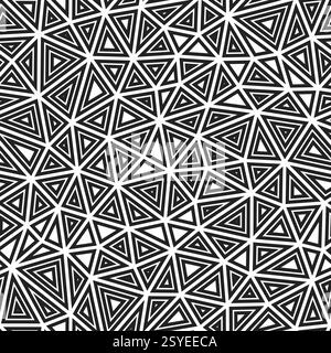 Arrière-plan de répétition triangulaire. Triangles internes multiples répétés. Taille moyenne des triangles. Style noir et blanc. Motif sans couture. Illustration de Vecteur