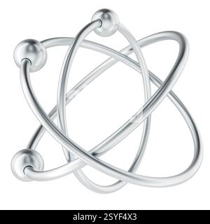 Structure atomique, métallique. Rendu 3D isolé sur fond blanc Banque D'Images