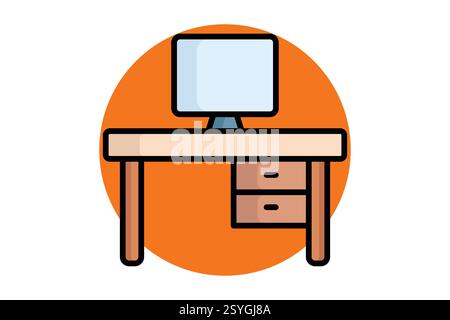 Icône de bureau. style d'icône de contour coloré. icône liée au mobilier. illustration vectorielle d'éléments de mobilier Illustration de Vecteur