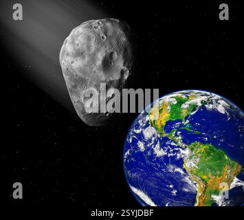 Collision d'astéroïdes avec la Terre. Banque D'Images