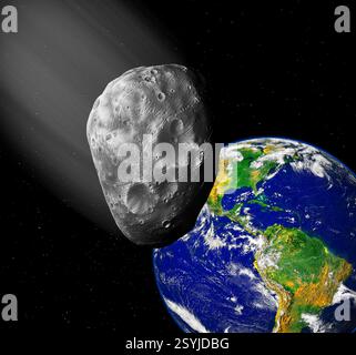 Collision d'astéroïdes avec la Terre. Banque D'Images