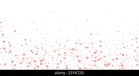 Superposition de confettis de coeur de Saint-Valentin. Coeurs rouges dispersés sur fond blanc. Illustration vectorielle de confettis Joyfull coeur Illustration de Vecteur