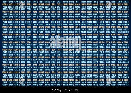 Chiffres financiers, chiffres, données, statistiques, rapport d'entreprise. Feuille de calcul avec numéros mobiles. Chiffres financiers, études de marché, données, statistiques, devises, rapport d'entreprise, planification. Illustration 3D img numbers023s01 screen data Financial figures Banque D'Images
