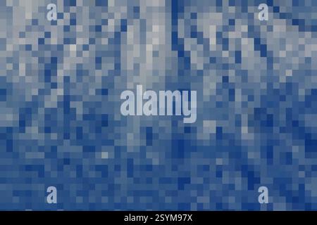 Un fond de nombreux carrés et pixels dans différentes nuances de bleu. Banque D'Images