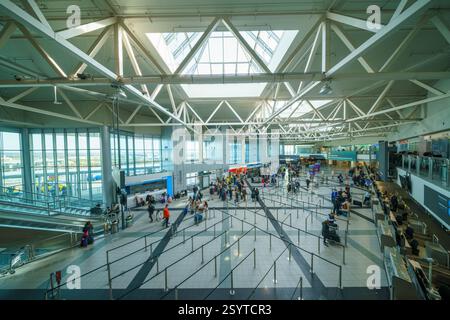 Budapest, Hongrie - 09.01.25. Aéroport international Ferenc Liszt Budapest architecture terminal A. L'aéroport Ferenc Liszt de Budapest est le plus grand aéroport Banque D'Images