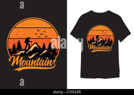 T-shirt inspiré de la montagne Illustration de Vecteur