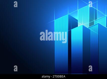 Contexte des immeubles de grande hauteur dans la ville comme une plaque tournante pour la technologie de l'Internet et les gens qui font la prospérité Illustration de Vecteur