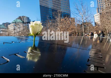 Mémorial du 911 septembre à New York commémorant les attentats du 11 septembre 2001 Banque D'Images