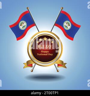 Petit drapeau national de Belize sur cercle avec fond bleu garadasi Illustration de Vecteur