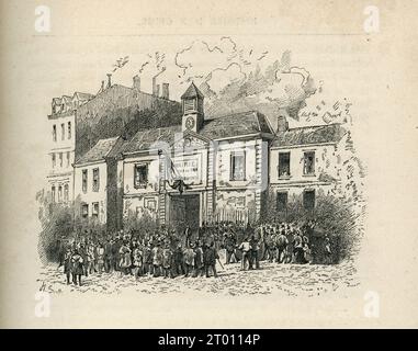 Première partie (premier jour), chapitre XII La mairie du 10e arrondissement. Illustrateur : H. Scott. Illustration tirée de 'Histoire d'un crime' ('l'Histoire d'un crime', écrite en 1852) et partie d'un ensemble de gravures publiées dans les 'oeuvress' de Victor Hugo. Ouvrage publié en français par Eugène Hugues en 1879. Banque D'Images