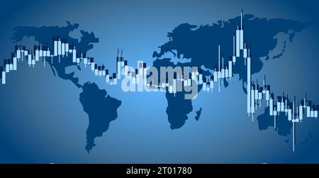 Fond de commerce, fond d'écran. Graphique de chandelier financier, graphique de niveau de support et de résistance. Graphiques pour le trading Forex Illustration de Vecteur