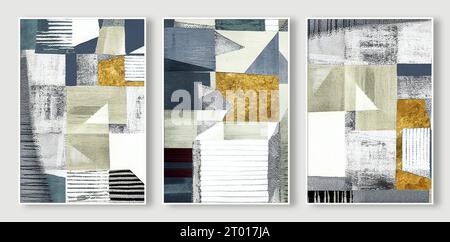 Il s'agit d'une impression d'art abstrait avec une texture dorée et des coups de peinture art moderne Peintures murales, tapis, tentures, Banque D'Images