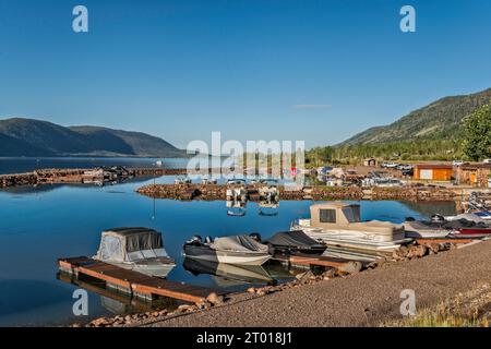 Bateaux à la marina de Bowery Haven Resort, Fish Lake, Mytoge Mountains, Fishlake National Forest, Utah, ÉTATS-UNIS Banque D'Images