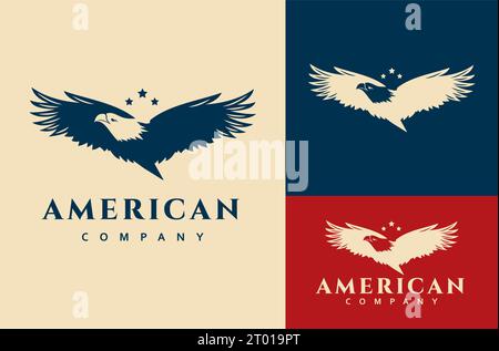 Vintage rétro Eagle Hawk Falcon Bird badge emblème logo Design Vector Illustration symbole de la liberté américaine Illustration de Vecteur