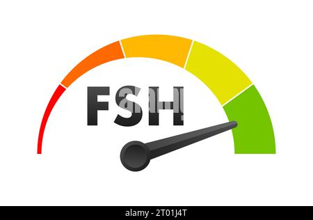 Compteur de niveau d'hormone folliculo-stimulante, échelle de mesure. Indicateur de compteur de vitesse FSH Level. Illustration vectorielle Illustration de Vecteur