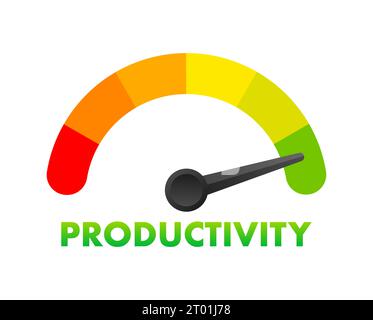 Indicateur de niveau de productivité, échelle de mesure. Compteur de vitesse de productivité. Illustration vectorielle Illustration de Vecteur