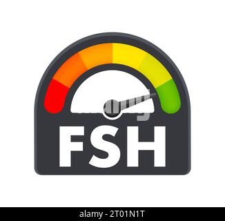 Compteur de niveau d'hormone folliculo-stimulante, échelle de mesure. Indicateur de compteur de vitesse FSH Level. Illustration vectorielle Illustration de Vecteur