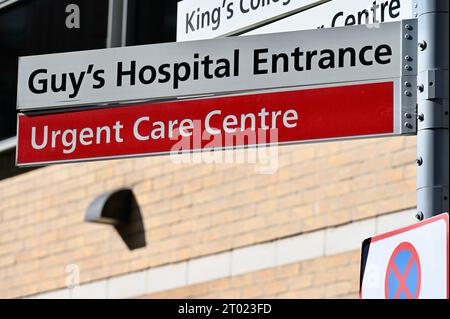 Guy's Hospital Sign, Guy's Hospital, Southwark, Londres, Royaume-Uni Banque D'Images