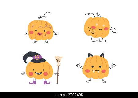 joyeux halloween personnages - pumkin en costumes Illustration de Vecteur