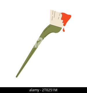 Stylo à peinture vert avec une tache rouge de peinture. Illustration de Vecteur