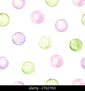 Motif à pois abstrait sans couture. Cercle dans des couleurs pastel douces. Style minimaliste créatif. Éclaboussures lumineuses, bulles, taches de gribouillage rondes, brosse Banque D'Images