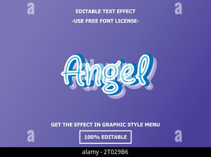 Modèle d'effet de texte modifiable Angel 3D. Vecteur de licence de police libre style Premium Illustration de Vecteur