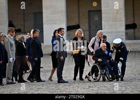 Paris, France. 03 octobre 2023. Emmanuel Macron, président de la République, lors de la cérémonie crédit : Abaca Press/Alamy Live News Banque D'Images