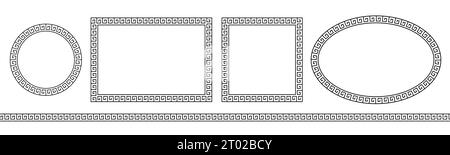 Motif grec. Cadre en ellipse romaine. Contour de la frontière de la grèce isolé sur fond blanc. Bordure ronde greec pour les impressions de conception. Circulaire antique Illustration de Vecteur