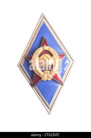 Badge d'un diplômé de l'école militaire supérieure de l'URSS des années 80 Banque D'Images