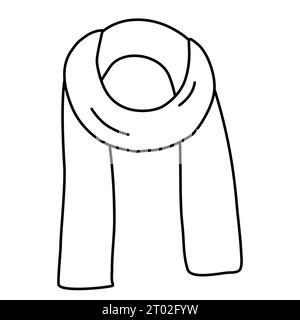 Foulard d'hiver chaud enroulé, illustration vectorielle plate de style doodle pour livre de coloriage pour enfants Illustration de Vecteur