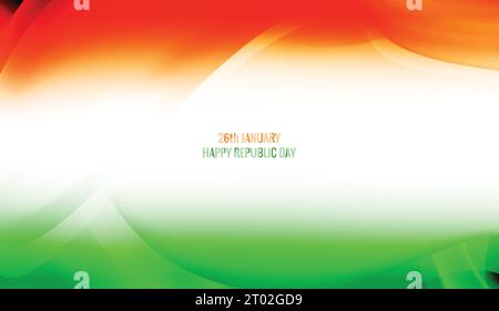 Drapeau indien ondulé jour de république indienne élégant avec fond vectoriel de couleur dégradé Illustration de Vecteur