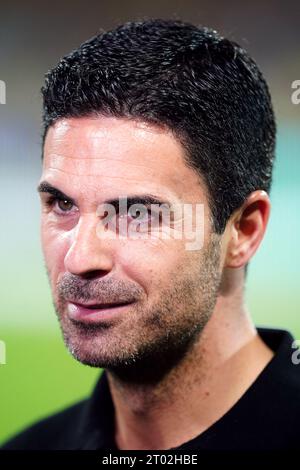 Mikel Arteta, Manager de l'arsenal, lors du match du groupe B de l'UEFA Champions League au Stade Bollaert-Delelis, Lens. Date de la photo : mardi 3 octobre 2023. Banque D'Images