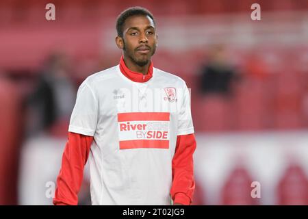 Middlesbrough, Royaume-Uni. 3 octobre 2023. Isaiah Jones de Middlesbrough lors du Sky Bet Championship match entre Middlesbrough et Cardiff City au Riverside Stadium, Middlesbrough le mardi 3 octobre 2023. (Photo : Scott Llewellyn | MI News) crédit : MI News & Sport / Alamy Live News Banque D'Images