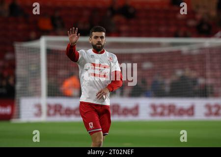 Middlesbrough, Royaume-Uni. 03 octobre 2023. Tommy Smith de Middlesbrough se réchauffe avant le Sky Bet Championship Match Middlesbrough vs Cardiff City au Riverside Stadium, Middlesbrough, Royaume-Uni, le 3 octobre 2023 (photo de Nigel Roddis/News Images) à Middlesbrough, Royaume-Uni le 10/3/2023. (Photo Nigel Roddis/News Images/Sipa USA) crédit : SIPA USA/Alamy Live News Banque D'Images